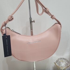 French Connection Pale Pink Crescent Shoulder Bag